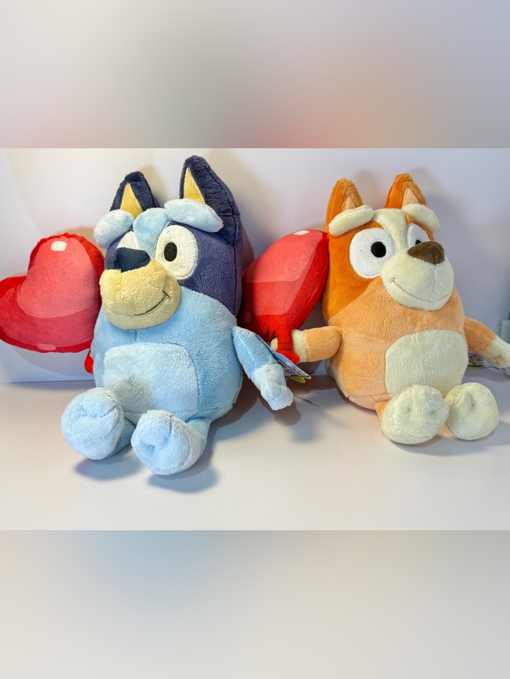 Bluey & Bingo Valentine's Day 12" Plush Toy Figures Holding Hearts 💕